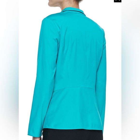 Lafayette 148 New York Stretch Cotton Zip Front Blouse - Picture 2 of 5